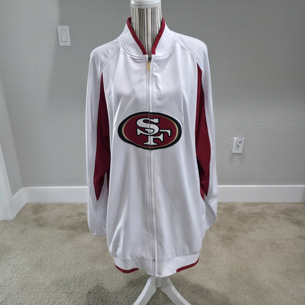 Reebok SF 49ers White and Red Team Apparel Jacket - Picture 1 of 8